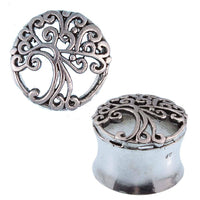 Load image into Gallery viewer, Silbertunnel Baum des Lebens 925 Sterling Silber Tunnel Plug Organic Expander - chic-net.de
