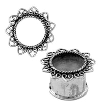 Load image into Gallery viewer, Silbertunnel  Blüte Seil Spiralbögen spitz 925 Sterling Silber Tunnel Plug Organic Expander - chic-net.de
