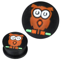 Load image into Gallery viewer, Silikon Plug weich braun orange grün Eule schwarz weiß Piercing Ohrschmuck - chic-net.de
