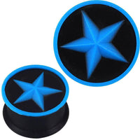 Load image into Gallery viewer, Silikon Plug weich schwarz blau Stern hoch Rand Piercing Ohrschmuck - chic-net.de
