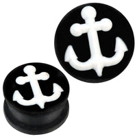 Load image into Gallery viewer, Silikon Plug weich schwarz weiß Anker hoch Piercing Ohrschmuck - chic-net.de
