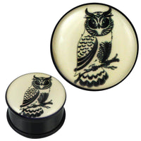 Load image into Gallery viewer, single flared Plug Acryl Gummiring beige schwarz Uhu Piercing Ohrschmuck - chic-net.de
