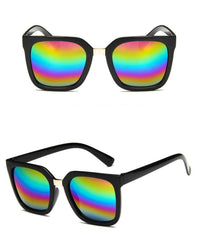 Load image into Gallery viewer, Sonnenbrille Cateye kantig 400UV Metallsteg schwarz bunt verspiegelt - chic-net.de
