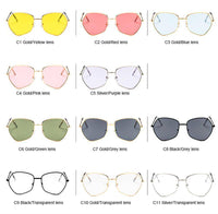 Load image into Gallery viewer, Sonnenbrille Damen 400UV getönt klar Metallgestell bunt fünfeckig groß - chic-net.de
