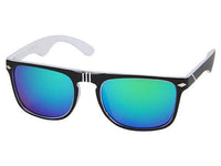 Load image into Gallery viewer, Sonnenbrille Panto Nerd Style Rauten Spitze 400UV bunt verspiegelt Rillen schwarz - chic-net.de
