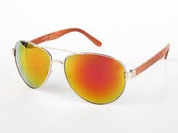 Load image into Gallery viewer, Sonnenbrille Piloten Retro 400 UV Doppelsteg Bügel Holzmaserung - chic-net.de
