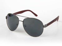 Load image into Gallery viewer, Sonnenbrille Piloten Retro 400 UV Doppelsteg Bügel Holzmaserung - chic-net.de
