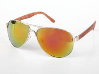 Load image into Gallery viewer, Sonnenbrille Piloten Retro 400 UV Steg dick Bügel Holzmaserung - chic-net.de
