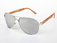 Load image into Gallery viewer, Sonnenbrille Piloten Retro 400 UV Steg dick Bügel Holzmaserung - chic-net.de
