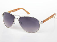 Load image into Gallery viewer, Sonnenbrille Piloten Retro 400 UV Steg dick Bügel Holzmaserung - chic-net.de
