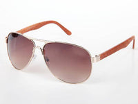 Load image into Gallery viewer, Sonnenbrille Piloten Retro 400 UV Steg dick Bügel Holzmaserung - chic-net.de
