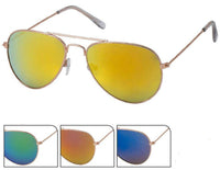 Load image into Gallery viewer, Sonnenbrille Pilotenbrille 400 UV Metall golden verspiegelt transparente Kappen - chic-net.de
