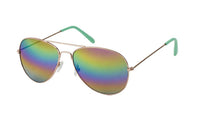 Load image into Gallery viewer, Sonnenbrille Pilotenbrille 400 UV verspiegelt golden Doppelsteg bunte Kappen - chic-net.de
