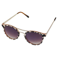Load image into Gallery viewer, Sonnenbrille Retro 400 UV goldfarben Metalldoppelsteg beige braun getönt - chic-net.de

