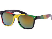 Cargar imagen en el visor de la galería, Sonnenbrille rot gelb grün Rasta Streifen Nerdbrille verspiegelt 400 UV - chic-net.de

