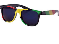 Cargar imagen en el visor de la galería, Sonnenbrille rot gelb grün Rasta Streifen Nerdbrille verspiegelt 400 UV - chic-net.de

