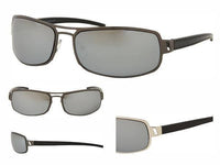 Load image into Gallery viewer, Sonnenbrille Sportbrille Freizeitbrille silbern verspiegelt 400UV schwarz Muster Bügel - chic-net.de
