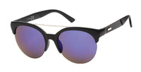 Load image into Gallery viewer, Sonnenbrille verspiegelt 400 UV Metallbogen unten frameless Cateye geriffelt - chic-net.de
