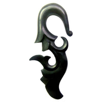 Cargar imagen en el visor de la galería, Sonoholz Lobe Piercing Holz Fishtail Hook 8mm Dehnspirale Dehnschnecke schwarz - chic-net.de
