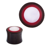 Load image into Gallery viewer, Sonoholz Plug Punkt Kreis Inlay Resin weiß schillernd rot Tunnel Tribal Expander - chic-net.de
