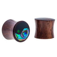 Cargar imagen en el visor de la galería, Sonoholz Plug Yin Yang Inlay Paua Abalone Resin schwarz Tunnel Tribal Expander.
