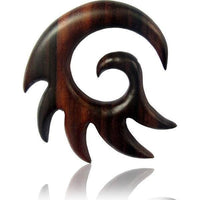 Cargar imagen en el visor de la galería, Sonoholz Tribal Piercing Holz Spirale Zacken Unisex Expander handgeschnitzt Organic - chic-net.de
