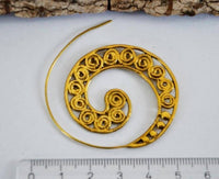 Cargar imagen en el visor de la galería, Spiralen Ohrringe acht Kugeln Messing Brass antik golden nickelfrei Piercing Tribal - chic-net.de
