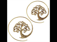 Cargar imagen en el visor de la galería, Spiralen Ohrringe Baum des Lebens Messing Brass antik golden Tribal Piercing - chic-net.de
