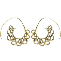 Cargar imagen en el visor de la galería, Spiralen Ohrringe Bögen verschnörkelt Messing antik golden nickelfrei Piercing Tribal Brass Schmuck - chic-net.de
