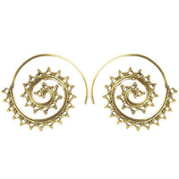 Cargar imagen en el visor de la galería, Spiralen Ohrringe Dreiecke Ellipsen Messing Brass antik golden nickelfrei Tribal Piercing Schmuck - chic-net.de
