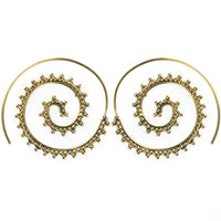 Cargar imagen en el visor de la galería, Spiralen Ohrringe Dreiecke Punkte Messing Brass antik golden nickelfrei Schmuck Piercing Tribal - chic-net.de
