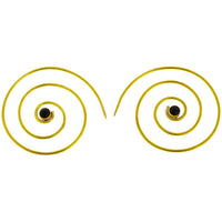 Cargar imagen en el visor de la galería, Spiralen Ohrringe dünn Onyx rund Messing antik golden nickelfrei Piercing Tribal Brass Schmuck - chic-net.de
