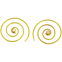 Load image into Gallery viewer, Spiralen Ohrringe dünn Perlen rund Messing antik golden nickelfrei Piercing Tribal Schmuck Brass - chic-net.de
