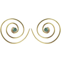 Cargar imagen en el visor de la galería, Spiralen Ohrringe glänzend Messing Jade antik golden Piercing Tribal nickelfrei Schmuck Brass Bronze - chic-net.de
