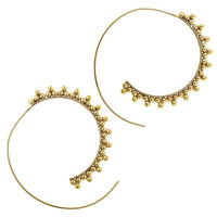 Load image into Gallery viewer, Spiralen Ohrringe groß antik golden Messing mit kleinen Kugeln als Verzierungen - chic-net.de
