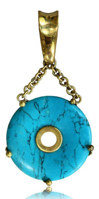 Load image into Gallery viewer, Stein Donut Ohr Hook Piercing Ohrgewicht Brass gold antik Türkis 2mm 4mm 6mm - chic-net.de
