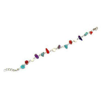 Load image into Gallery viewer, Steinsplitter lila rot türkis Armband weiß Steinkugel nickelfrei Metallverschluss, 19cm-22cm - chic-net.de
