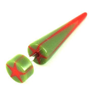 Load image into Gallery viewer, Stern moosgrün rot Fake Piercing Expander Dehnungsstab Straight Dehnstab Unisex Acryl - chic-net.de
