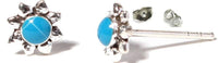 Load image into Gallery viewer, Stern Ohrstecker, türkis, rund, 6 mm Ø, in Silber eingefasst, 925er Sterlingsilber-Stift - chic-net.de
