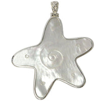 Load image into Gallery viewer, sternförmiger Perlmutt-Anhänger,Damenanhänger mit 925er Sterlingsilber eingefasst und Spirale im Inneren - chic-net.de
