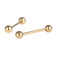 Cargar imagen en el visor de la galería, Straight Barbell Piercing Basic aus Edelstahl goldfarben Kugeln 25 mm lang - chic-net.de
