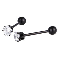 Cargar imagen en el visor de la galería, Straight Barbell Piercing Basic aus Edelstahl Zirkonia Stein schwarz Kugeln 31,5 mm lang - chic-net.de
