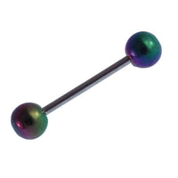 Load image into Gallery viewer, Straight Barbell Piercing Basic Edelstahl Kugeln grün lila blau schimmernd 25 mm lang - chic-net.de
