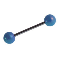 Cargar imagen en el visor de la galería, Straight Barbell Piercing Basic Edelstahl Kugeln hellblau schimmernd 25 mm lang - chic-net.de
