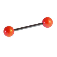 Load image into Gallery viewer, Straight Barbell Piercing Basic Edelstahl Kugeln orange schimmernd 25 mm lang - chic-net.de
