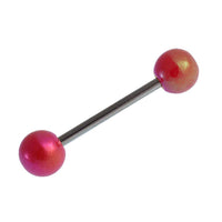 Cargar imagen en el visor de la galería, Straight Barbell Piercing Basic Edelstahl Kugeln rot schimmernd 25 mm lang - chic-net.de
