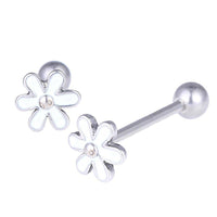 Cargar imagen en el visor de la galería, Straight Barbell Piercing Gänseblümchen weiß aus Edelstahl silberfarben Kugel - chic-net.de

