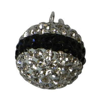 Cargar imagen en el visor de la galería, Streifen schwarz Glitzerkugel weiß Kristall Anhänger 15 mm 925er Sterling Silber Glitzer Karabiner - chic-net.de
