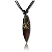 Cargar imagen en el visor de la galería, Surferkette Baumwolle Holz Surfbrett Blume Türkis handbemalt verstellbar Kette - chic-net.de
