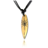 Cargar imagen en el visor de la galería, Surferkette Baumwolle Holz Surfbrett Blume Türkis handbemalt verstellbar Kette - chic-net.de
